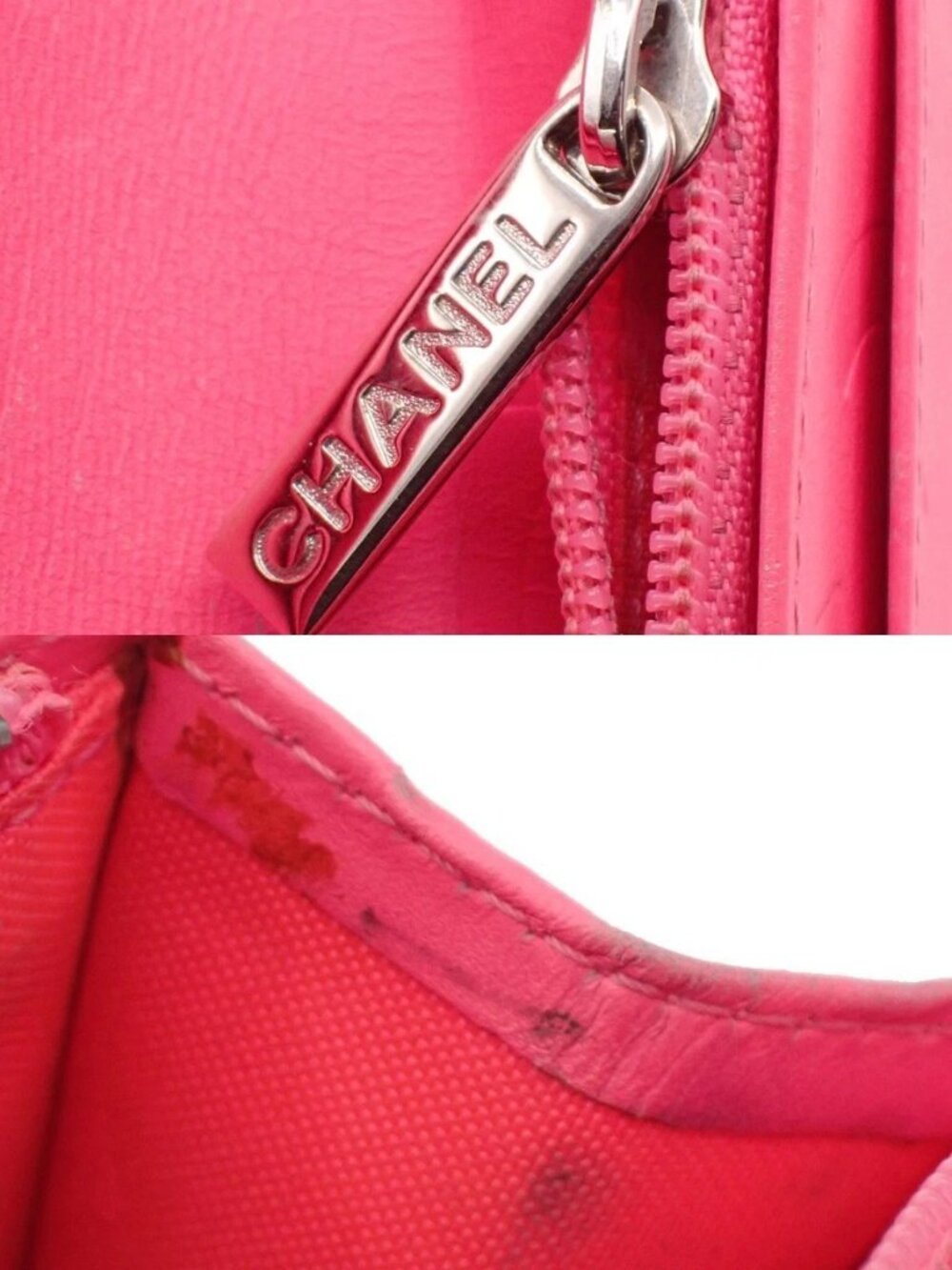 CHANEL CC Logo Cambon Long Bifold Wallet Purse Leather Black Pink Italy 33KC572 - Picture 11 of 14